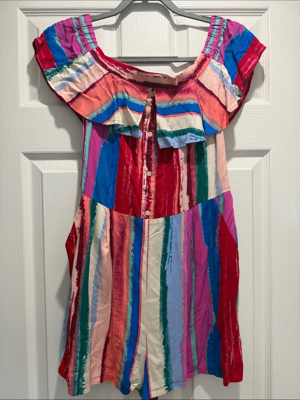 Candie's Marilyn Striped Romper; women’s large